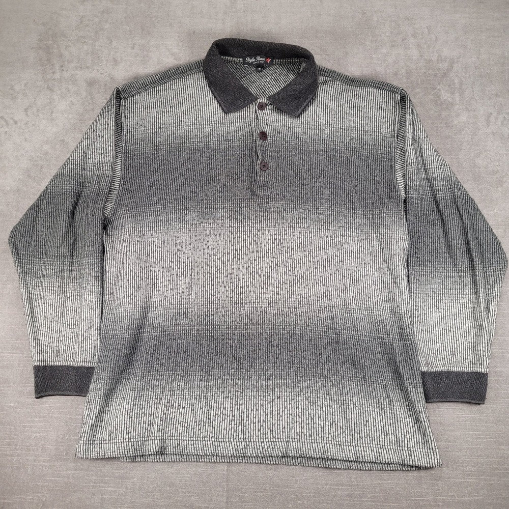Giglio Rosso Polo Shirt Long Sleeve Knit Pullover‎ Top Gray Italy Mens Medium